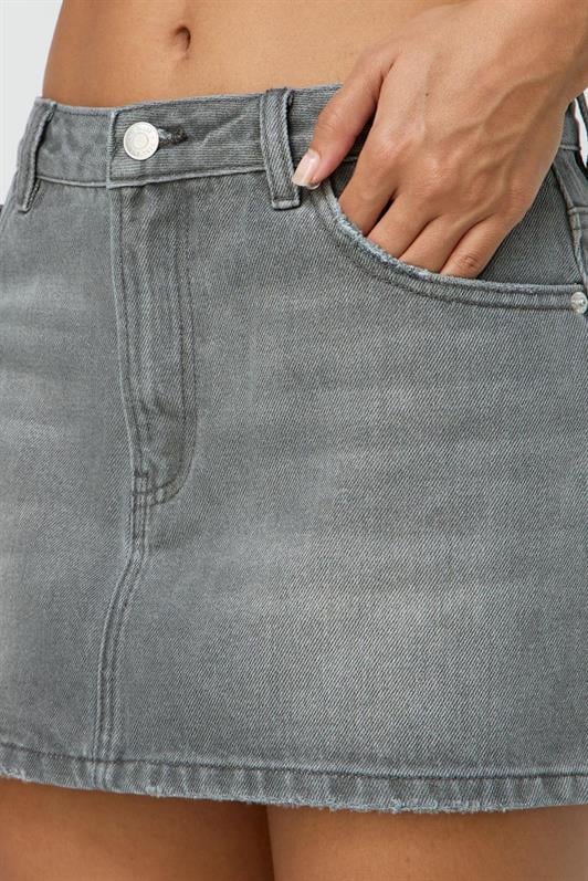 Kadın Antrasit Mini Jean Etek MG2099