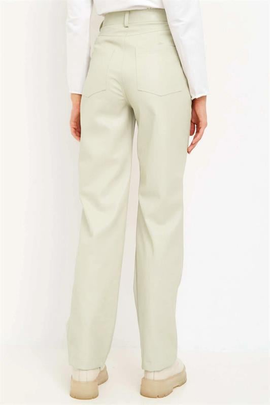 Bej Deri Basic Kadın Pantolon MG1316