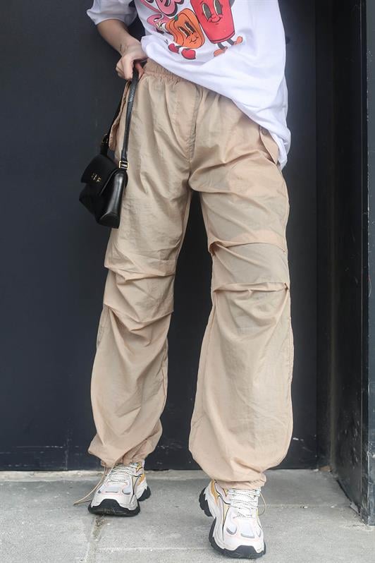 Bej Paraşüt Jogger Kadın Pantolon MG1726