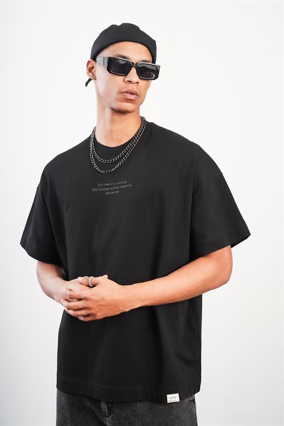 Bisiklet Yaka Önü Enjeksiyon Baskılı Oversize Kalıp Unisex Tshirt