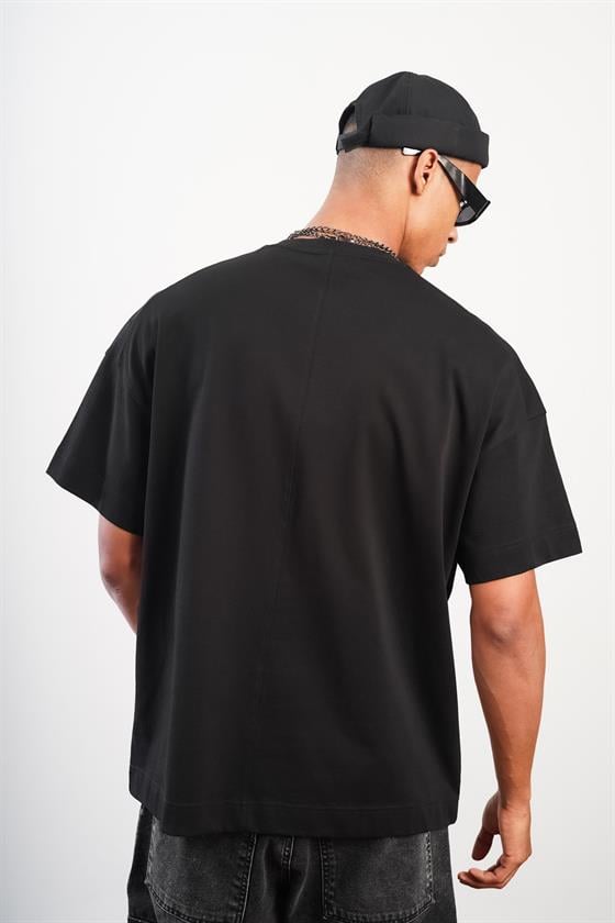 Bisiklet Yaka Önü Enjeksiyon Baskılı Oversize Kalıp Unisex Tshirt