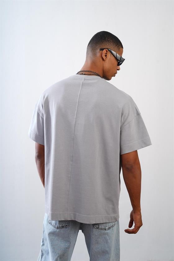 Bisiklet Yaka Önü Enjeksiyon Baskılı Oversize Kalıp Unisex Tshirt