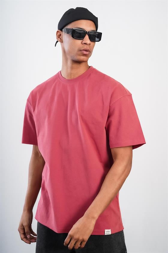 Bisiklet Yaka Oversize Kalıp Düz Unisex Tshirt