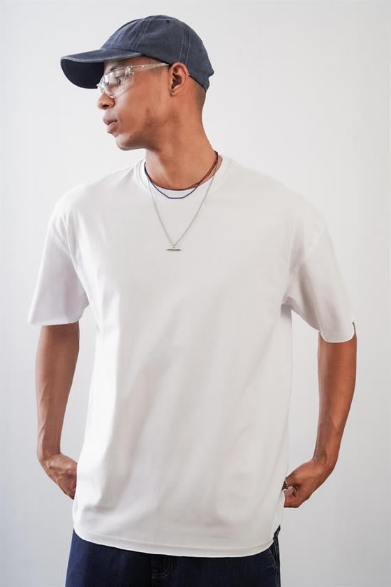 Bisiklet Yaka Oversize Kalıp Düz Unisex Tshirt