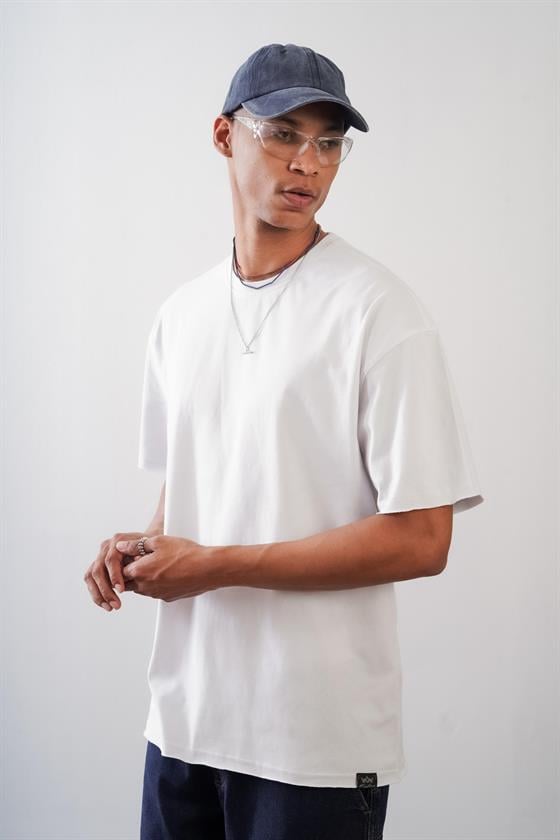 Bisiklet Yaka Oversize Kalıp Düz Unisex Tshirt