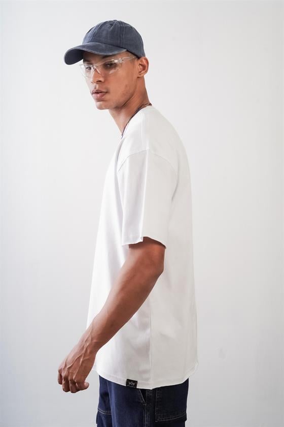 Bisiklet Yaka Oversize Kalıp Düz Unisex Tshirt