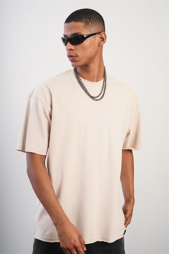 Bisiklet Yaka Oversize Kalıp Düz Unisex Tshirt