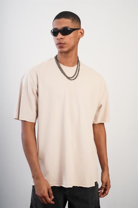 Bisiklet Yaka Oversize Kalıp Düz Unisex Tshirt