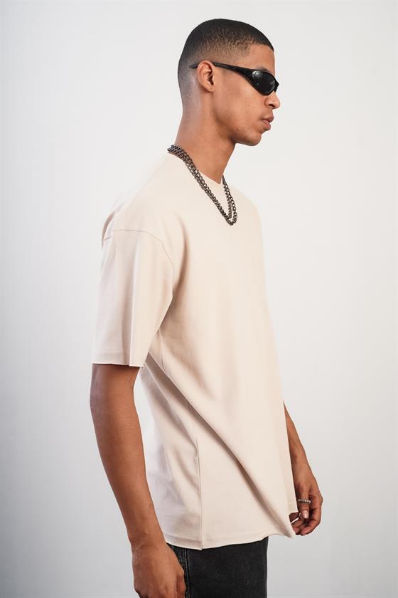 Bisiklet Yaka Oversize Kalıp Düz Unisex Tshirt