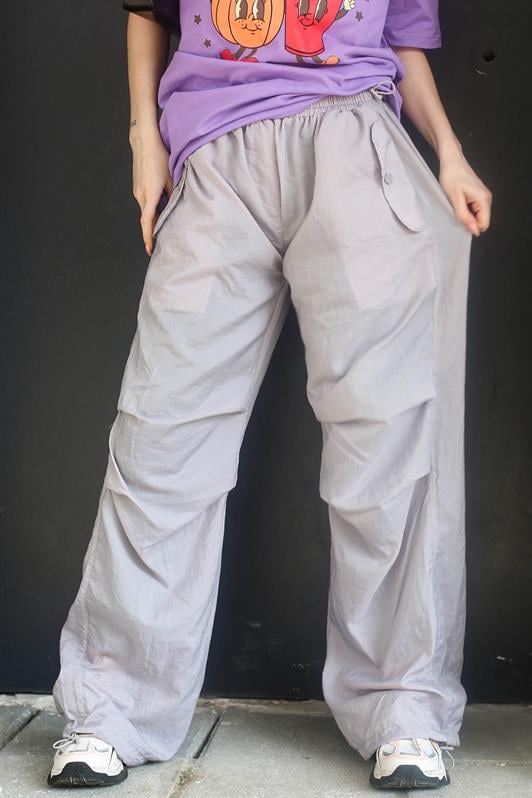 Boyalı Gri Paraşüt Jogger Kadın Pantolon MG1726