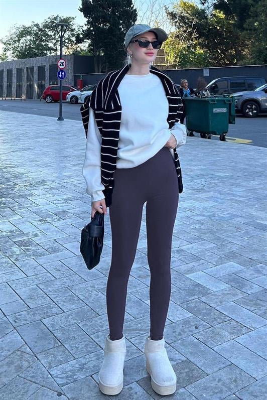 Füme Yüksek Bel Kadın Tayt MG2230