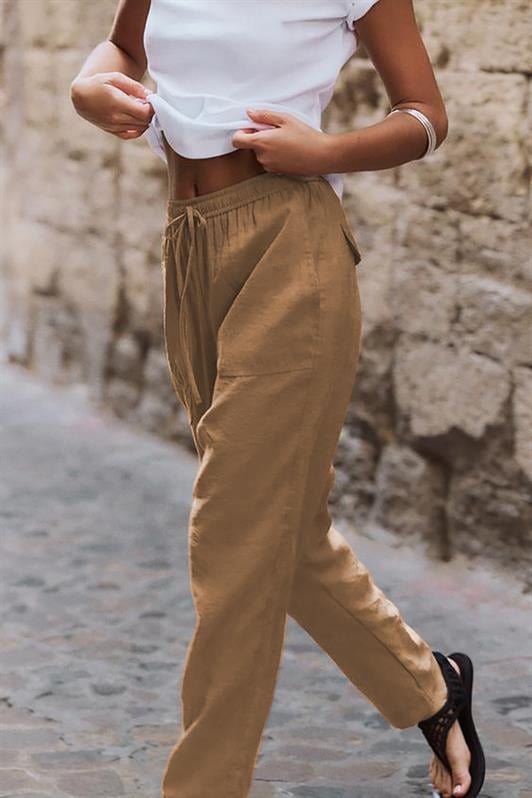 Camel Kadın Ayarlanabilir Bel Rahat Kesim Pantolon MG2161
