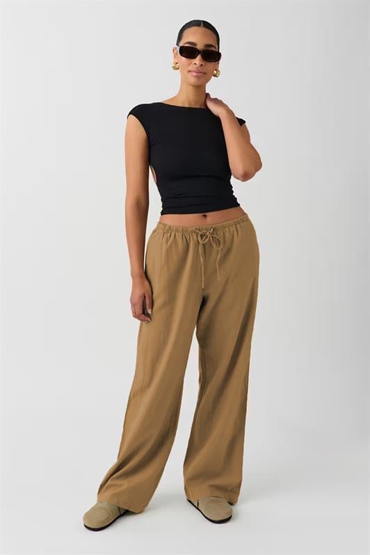 Camel Elastik Belli Bol Kesim Kadın Pantolon MG2020