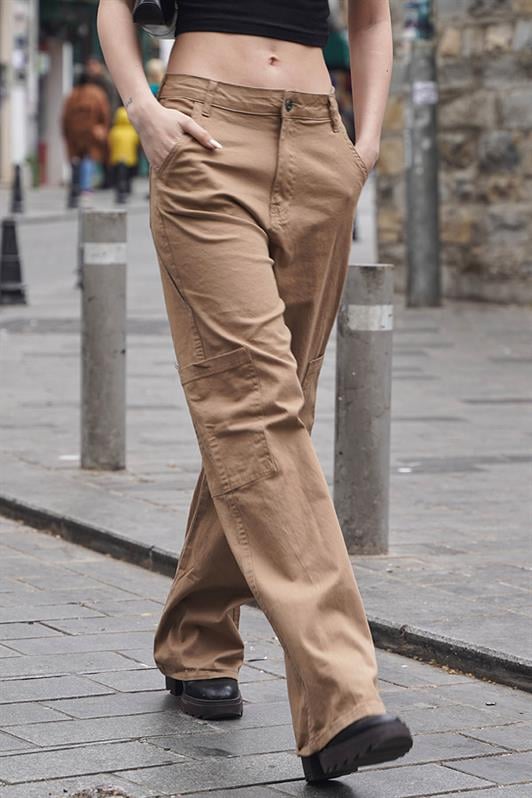 Camel Straight Fit Kadın Kargo Pantolon MG1601