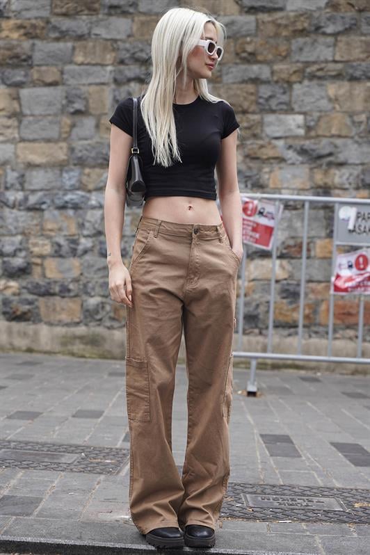 Camel Straight Fit Kadın Kargo Pantolon MG1601