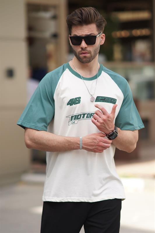 Ekru Baskılı Pamuklu Kısa Kollu Erkek Tişört 7034