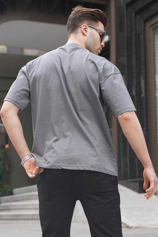 Erkek Füme Oversize Fit Basic Tişört 6066
