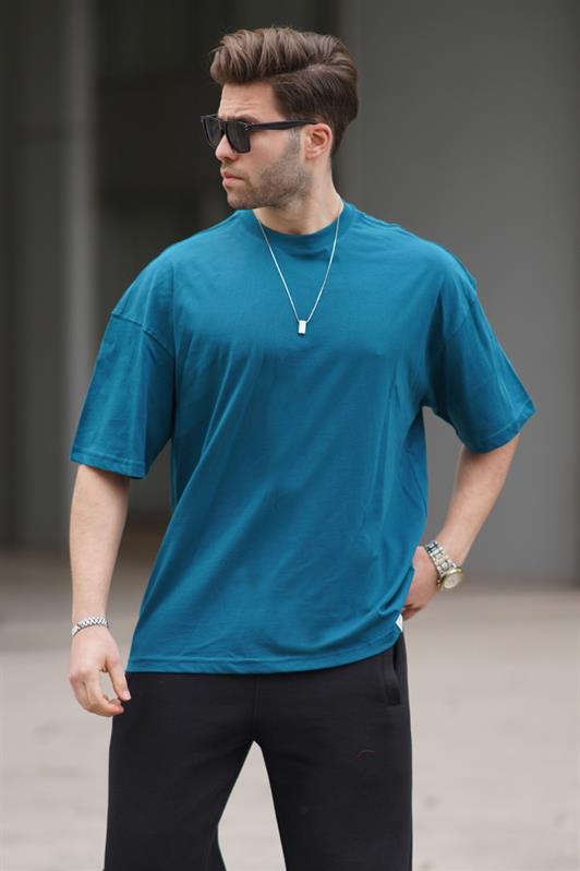 Erkek Petrol Mavisi Oversize Fit Basic Tişört 6066