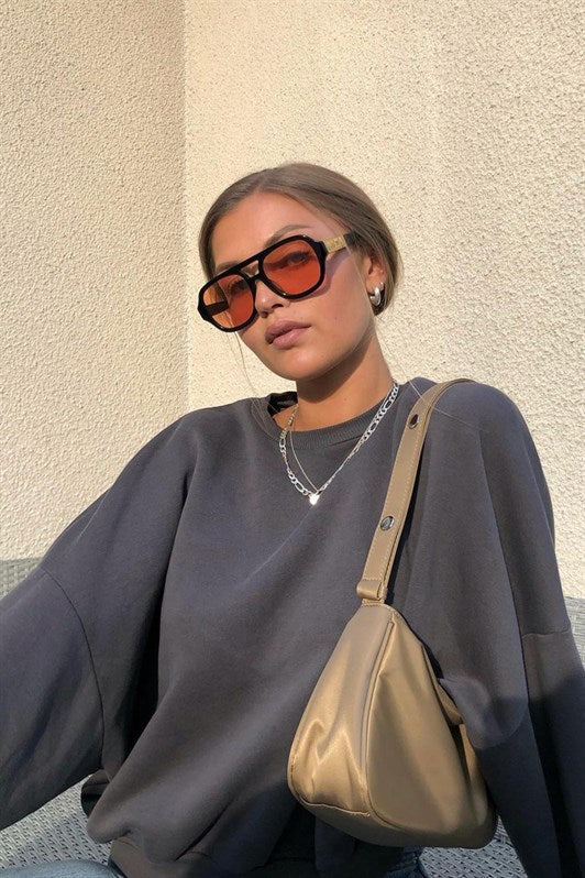 Füme Bisiklet Yaka Basic Kadın Sweatshirt MG1559