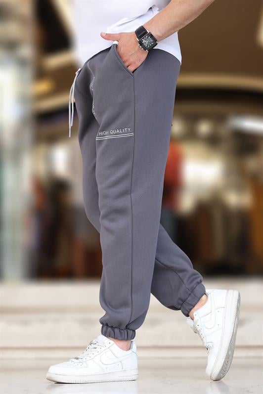 Füme Erkek Paçası Lastikli Baskılı Eşofman Altı 6549