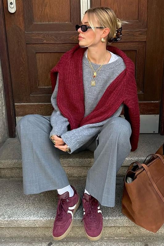 Gri Bisiklet Yaka Oversize Triko Kazak MG1972