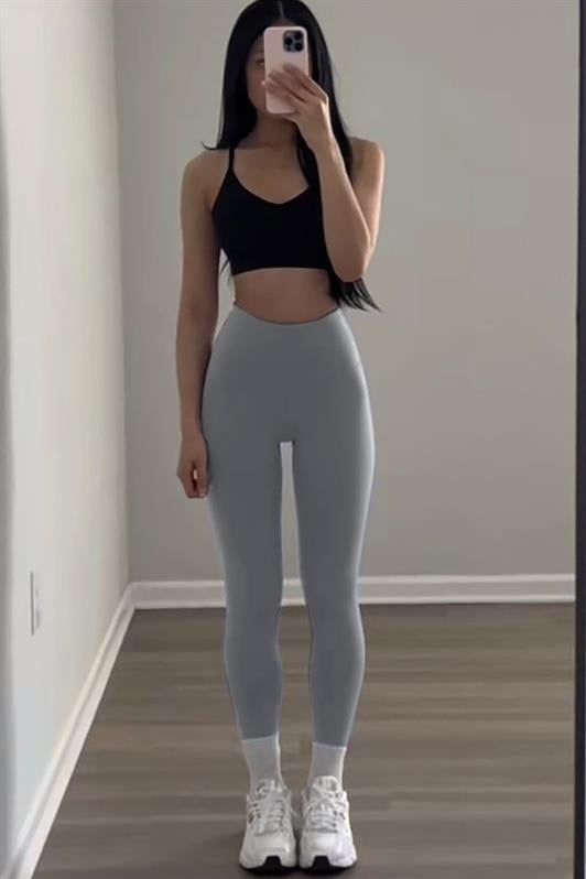 Gri Yüksek Bel Kadın Tayt MG2230