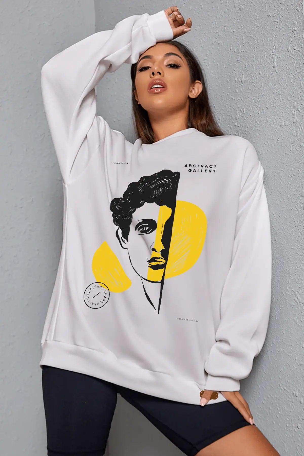 Abstract Gallery Oversize Kadın Sweatshirt - PΛSΛGE