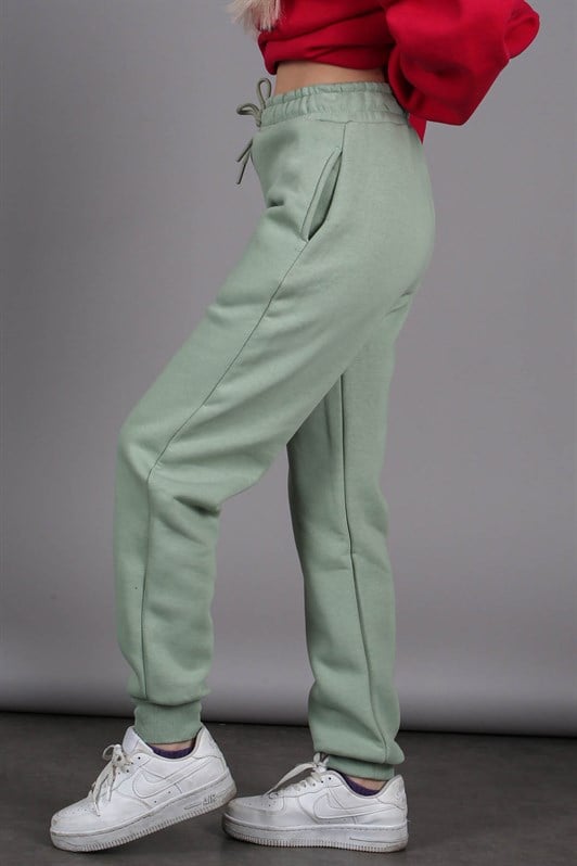 Kadın Mint Yeşili Beli Lastikli Şardonlu Eşofman Altı MG1568