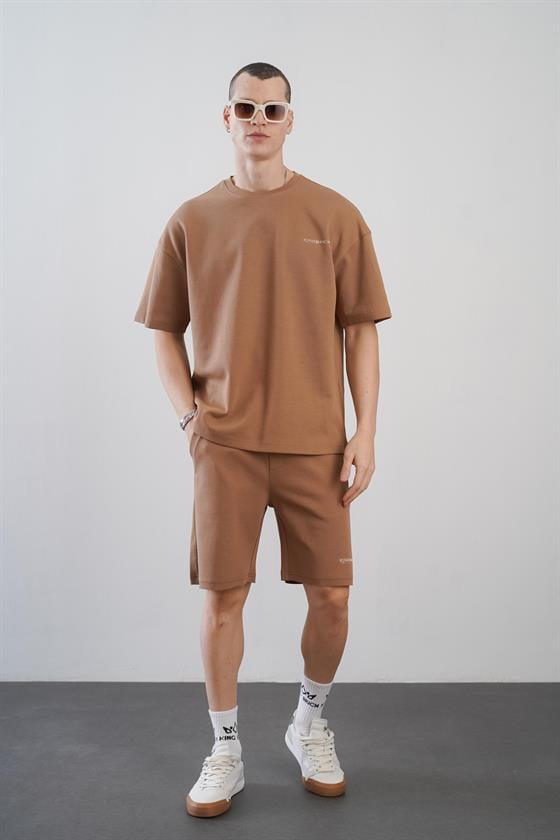 King Brich Baskılı Oversize Kalıp Unisex Şort Takım