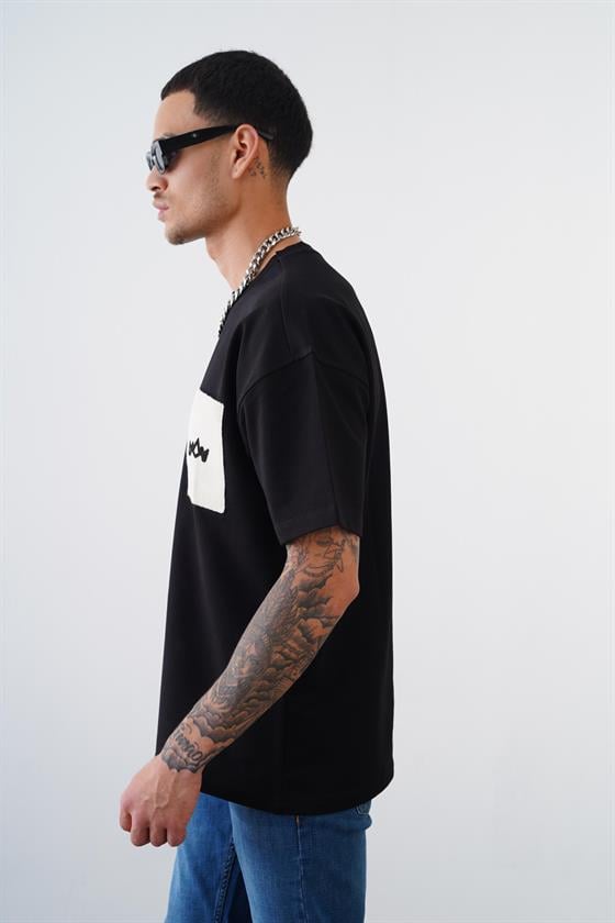 Kingbrich Bisiklet Yaka Tek Cepli Oversize Kalıp Logolu Tişört