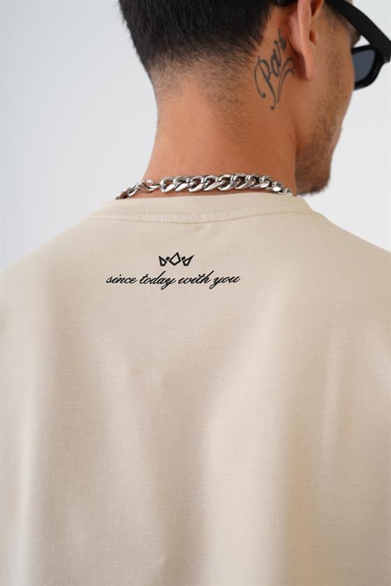 Kingbrich Bisiklet Yaka Tek Cepli Oversize Kalıp Logolu Tişört