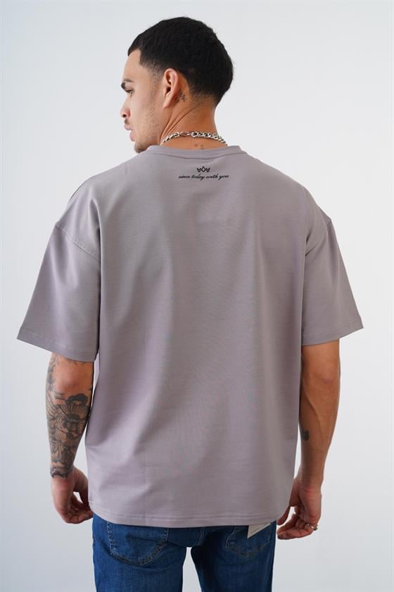 Kingbrich Bisiklet Yaka Tek Cepli Oversize Kalıp Logolu Tişört