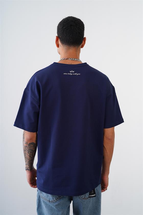 Kingbrich Bisiklet Yaka Tek Cepli Oversize Kalıp Logolu Tişört