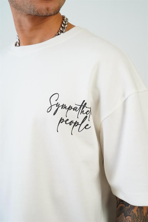 Kingbrich Önü ve Arkası Baskılı Bisiklet Yaka Oversize Kalıp Double Face Tişört