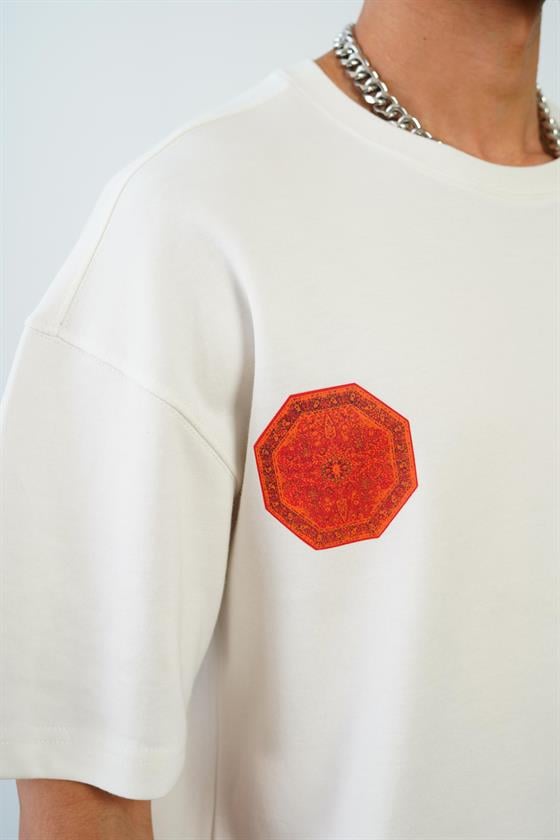 Kingbrich Önü ve Arkası Baskılı Bisiklet Yaka Oversize Kalıp Double Face Tişört