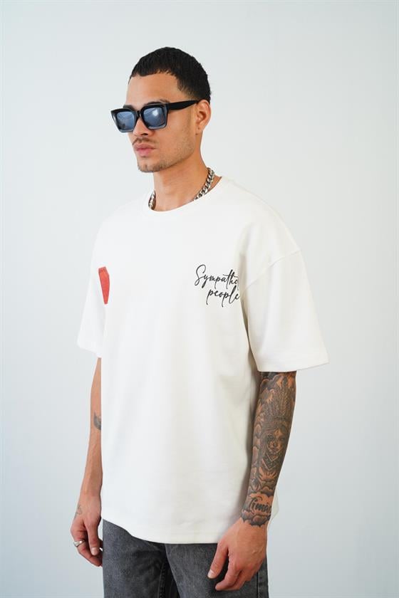 Kingbrich Önü ve Arkası Baskılı Bisiklet Yaka Oversize Kalıp Double Face Tişört