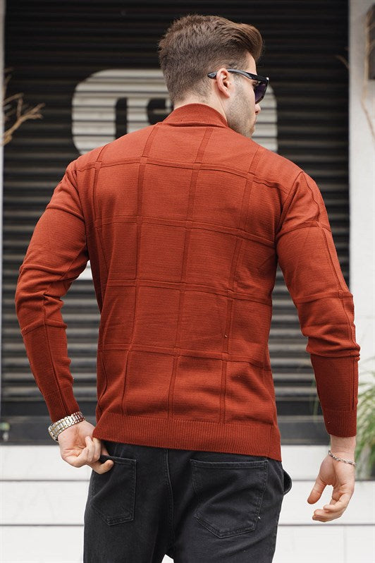 Kiremit Balıkçı Yaka Triko Erkek Kazak 5784