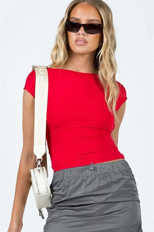 Kırmızı Sırt Dekolteli Crop Kadın Bluz MG1851