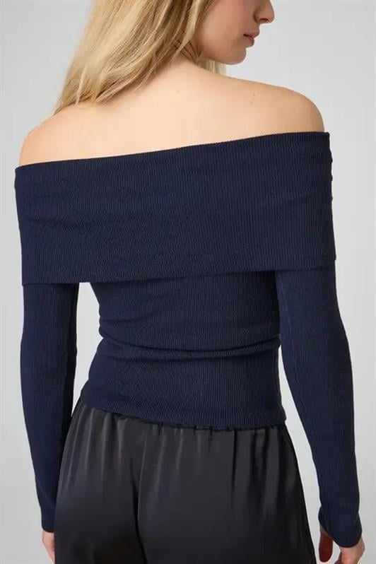 Lacivert Madonna Yaka Uzun Kollu Triko Kazak MG2184