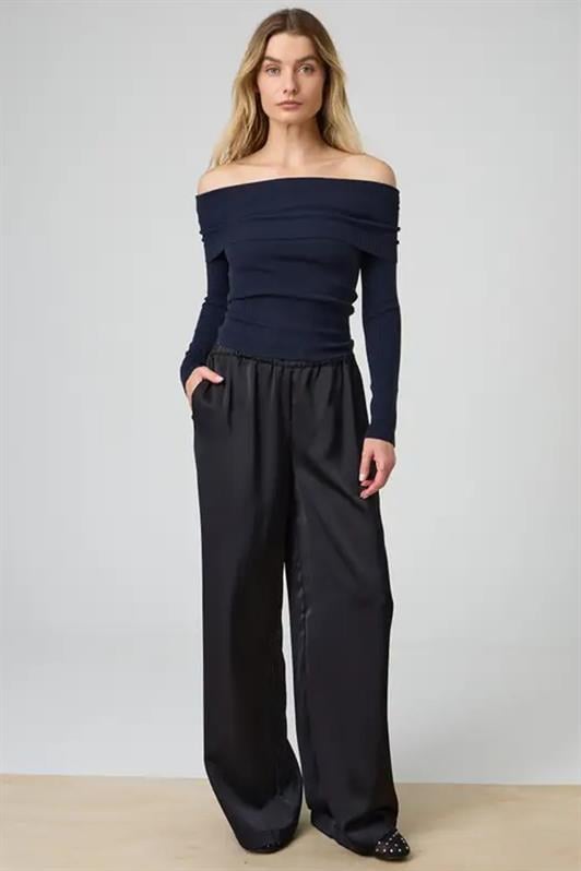 Lacivert Madonna Yaka Uzun Kollu Triko Kazak MG2184