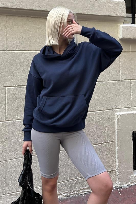 Lacivert Oversize Cepli Sweatshirt MG2207