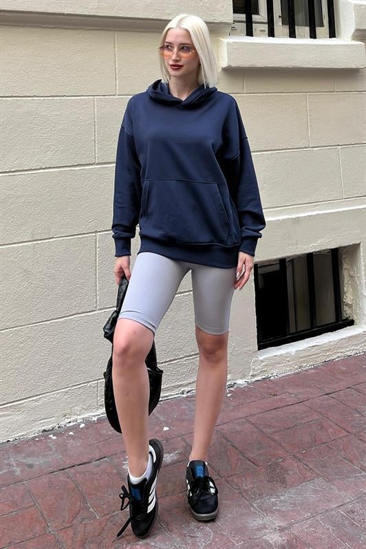 Lacivert Oversize Cepli Sweatshirt MG2207