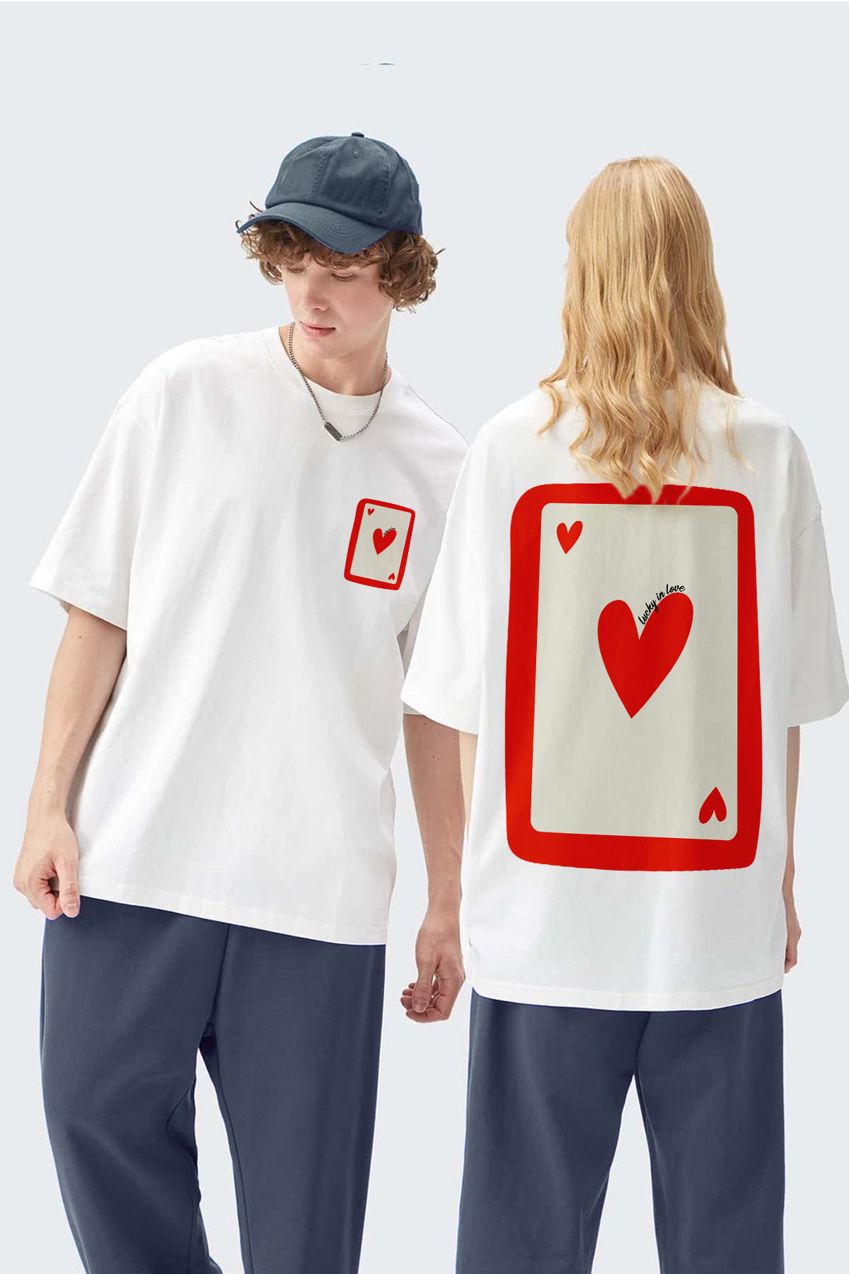 Lucky in Love Oversize Erkek Tişört