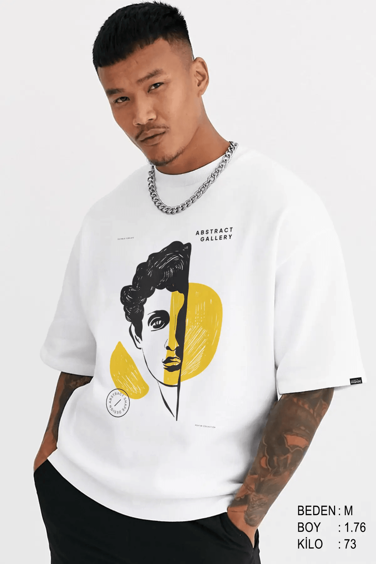 Abstract Gallery Oversize Erkek Tişört - PΛSΛGE