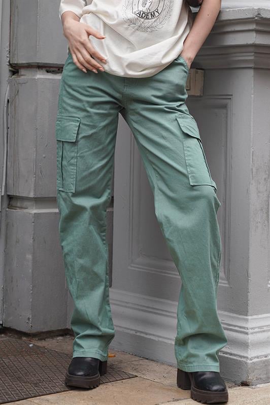 Mint Yeşili Cep Detaylı Kadın Kargo Pantolon MG1602