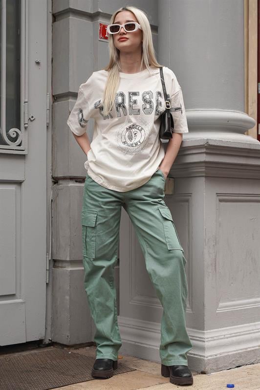 Mint Yeşili Cep Detaylı Kadın Kargo Pantolon MG1602