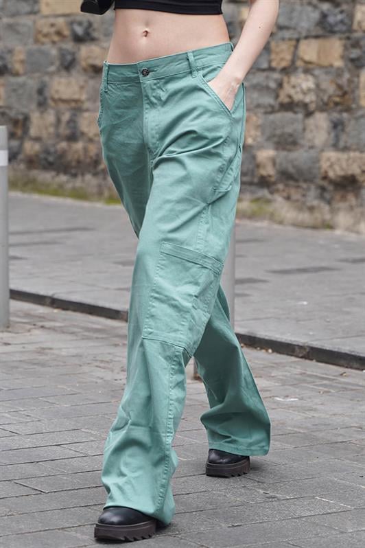 Mint Yeşili Straight Fit Kadın Kargo Pantolon MG1601