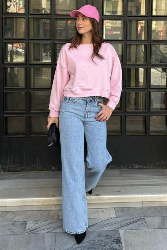 Pembe Kayık Yaka Kadın Sweatshirt MG2208