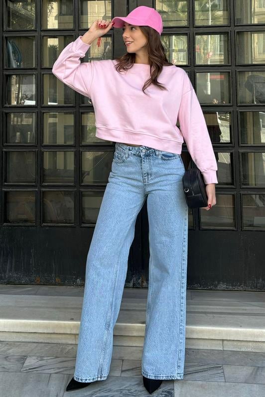 Pembe Kayık Yaka Kadın Sweatshirt MG2208