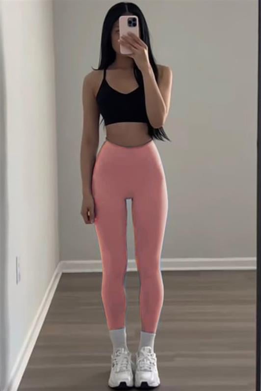 Pembe  Yüksek Bel Kadın Tayt MG2230